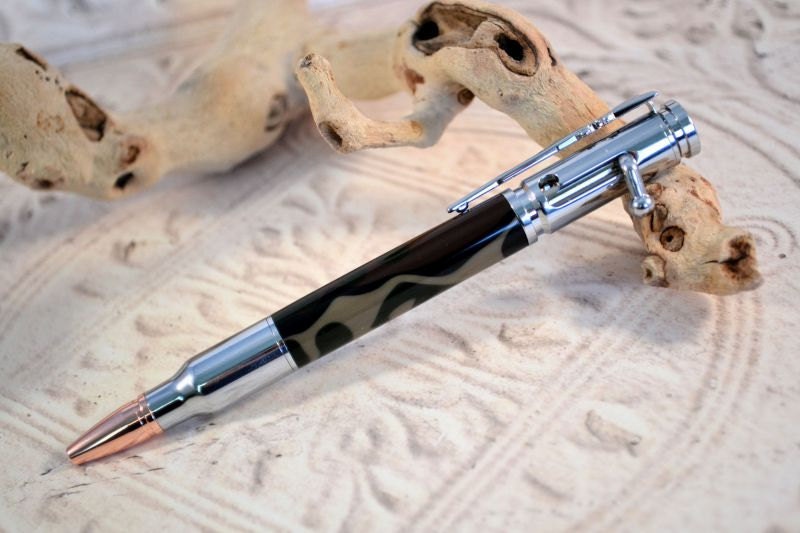 Bolt Action Camo Ballpoint Pen, Refillable Ballpoint Pen, Handmade Pen