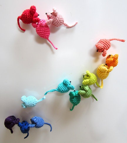 Mini Mice Crochet Pattern for Fridge Magnets, Brooches, Hair Ornaments etc