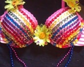 Rainbow Daisies rave bra