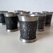 Set of Seven Vintage German Pewter Embossed Tumblers