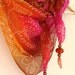 Silk scarf  with color block print, bohemian headband.