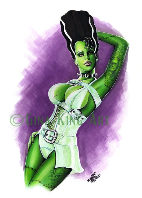 Frankie - Bride of Frankenstein Pin up Print - Art by Gina King