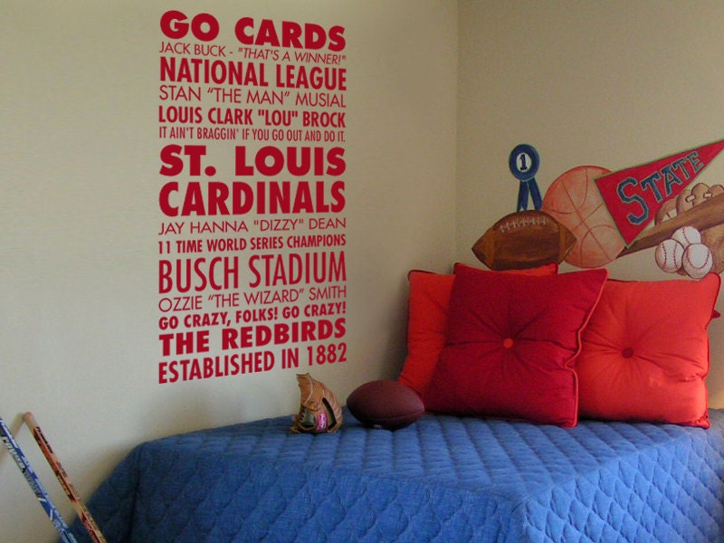 Go Cards, St. Louis Cardinals Baseball - Sports Subway Art Vinyl Wall Word Decal