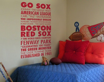 Go Sox, Boston Red Sox Baseball - Sports Subway Art Vinyl Wall Word Decal