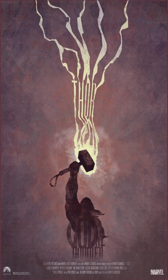 Thor - 12x18 - Movie Poster -thor, the avengers, avengers, movie poster, geek, geekery, comic book, film, poster, art
