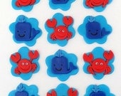 12 Fondant Cupcake/Cookie Edible Toppers - Whales and Crabs