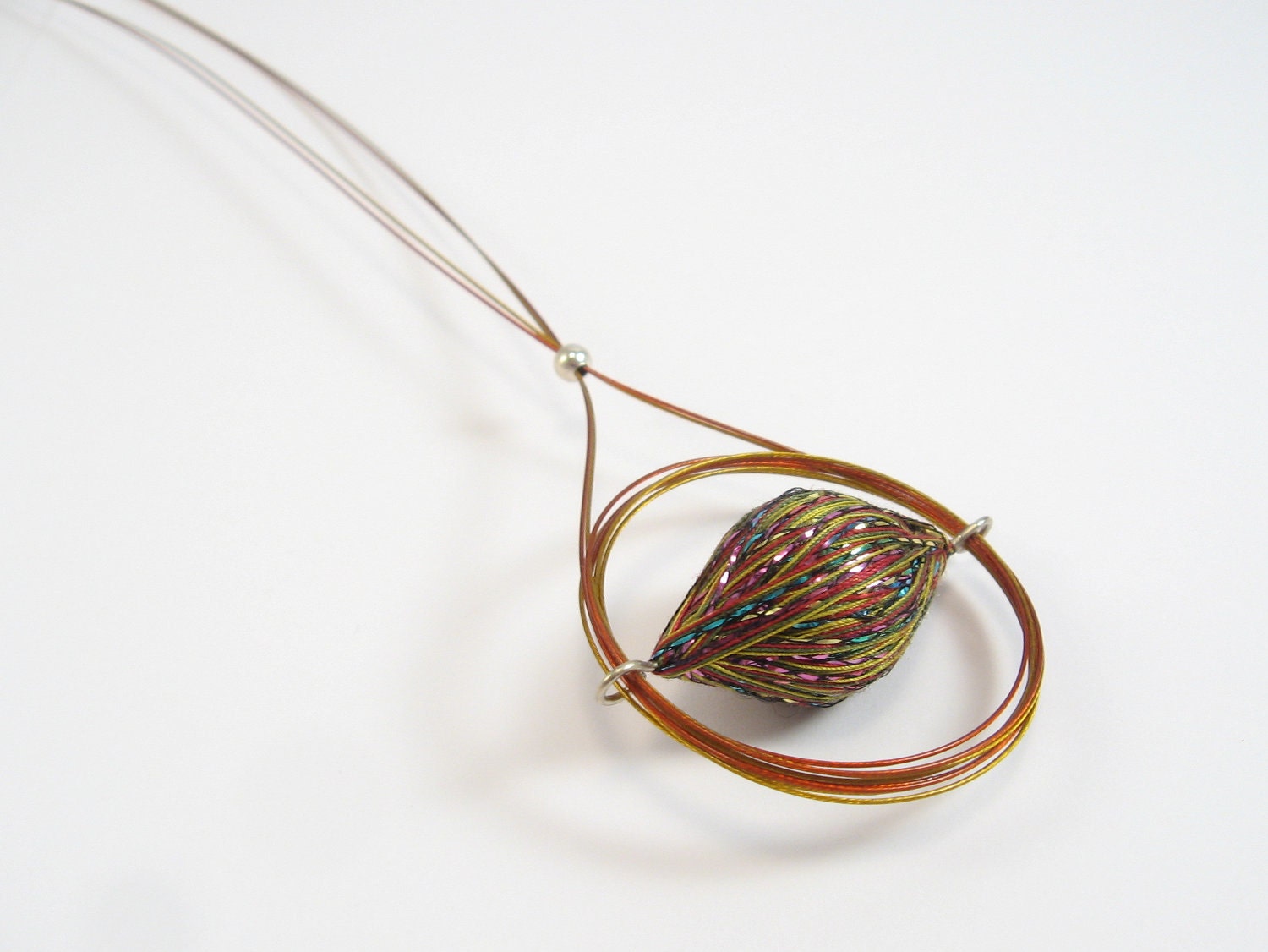 Planet Pendant - Colorful and Fun - Mustard Tones - Cotton Thread
