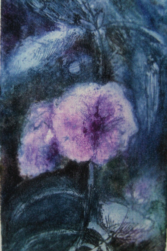 Etching, Printmaking, "Found flower" - 5" x 7" Open edition giclee print (Series of details, studies and sketchbook work)