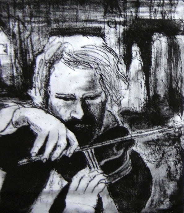 Illustration print, The violin player - 5" x 7" Open edition giclee print (Series of details, studies and sketchbook work)