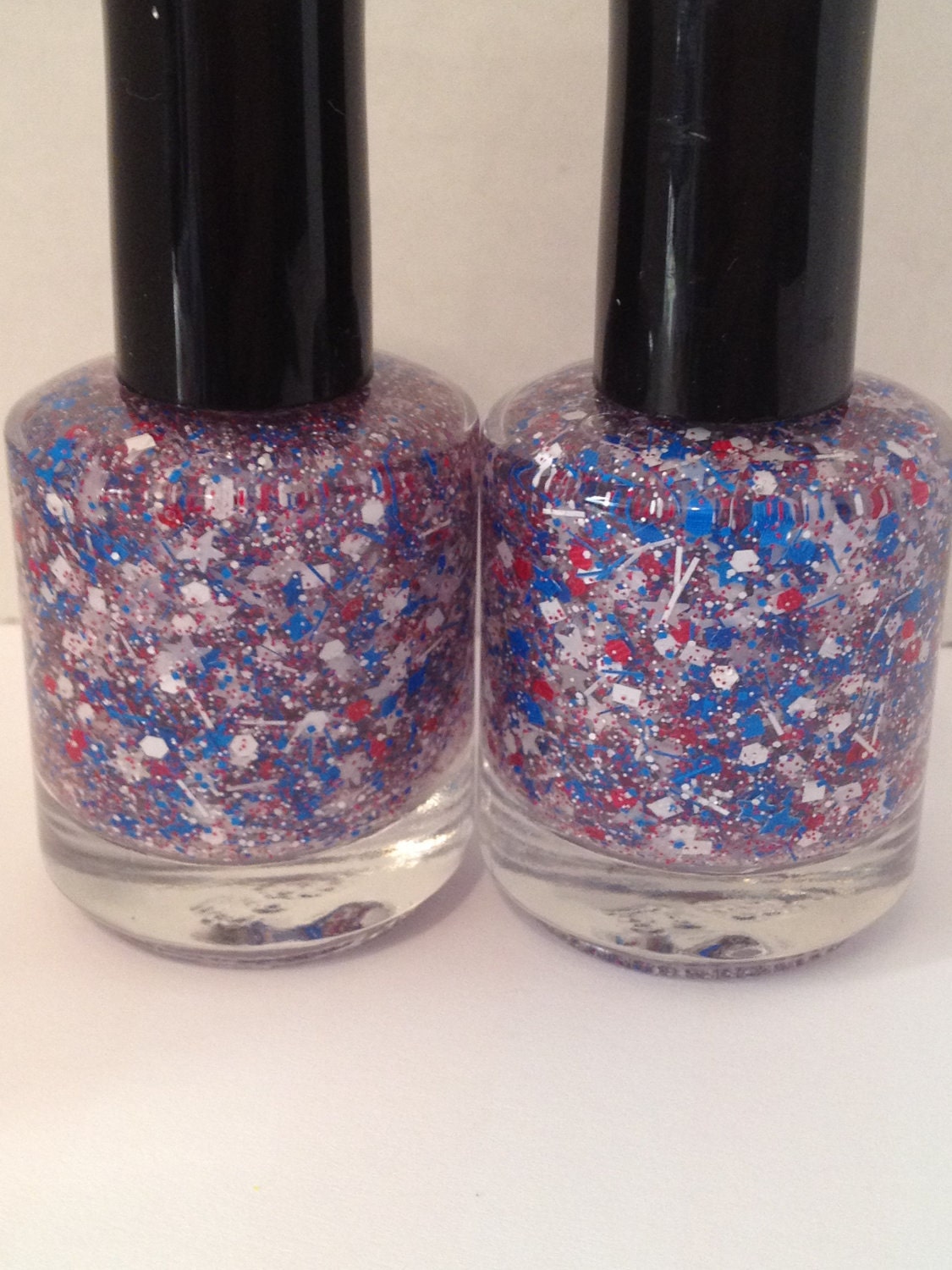 Liberty - Red, White and Blue Matte Glitter Nail Polish with White Stars 15mL