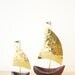 Brass sailboats  oxidised base golden hammered sails