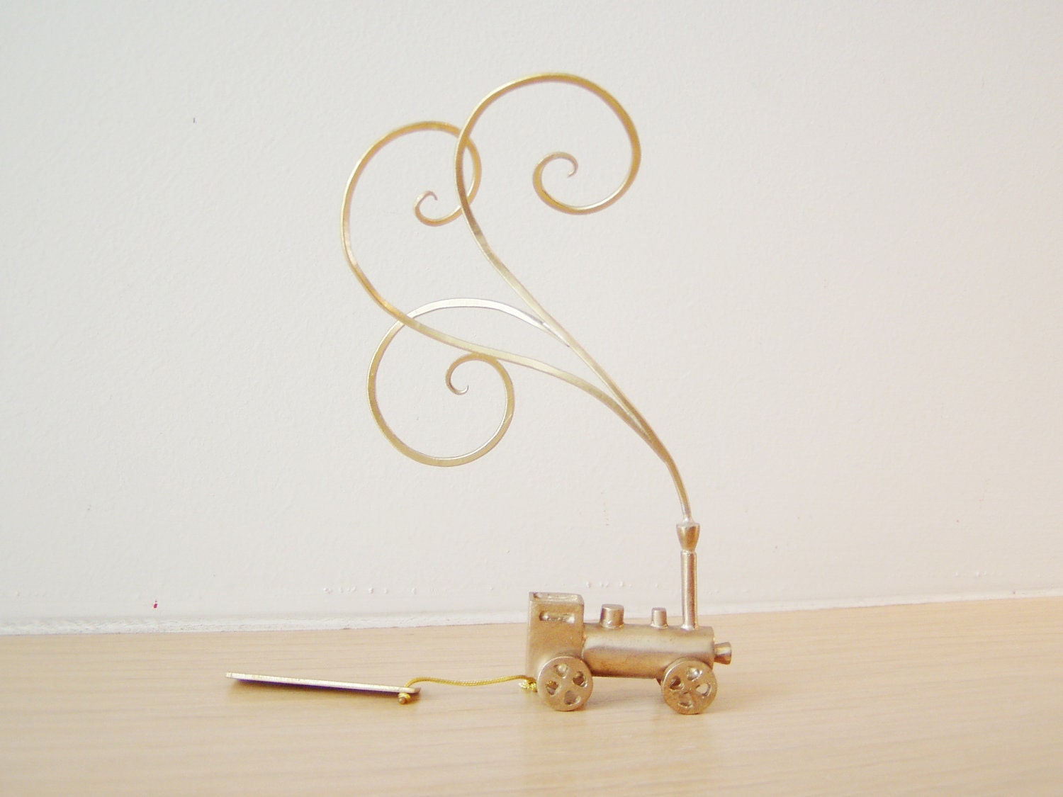 Reserved for Audrey, Brass Miniature Train Locomotive with dreamy smoke