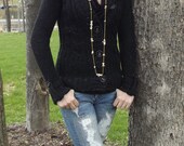 SALE Handmade Gold Chain and Golden Abalone Chip Long Necklace