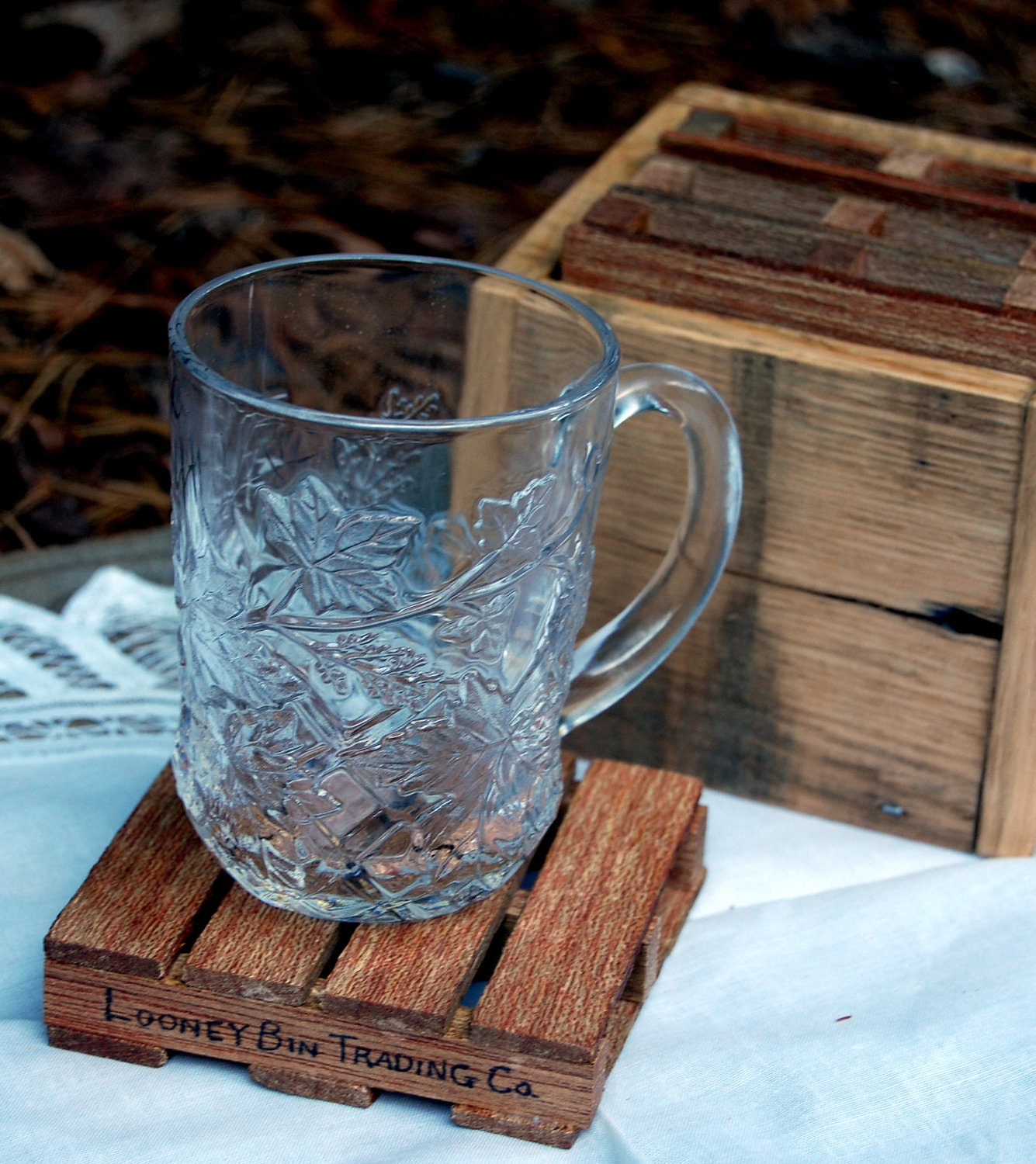 Miniature Pallet Coaster Set with Storage Box