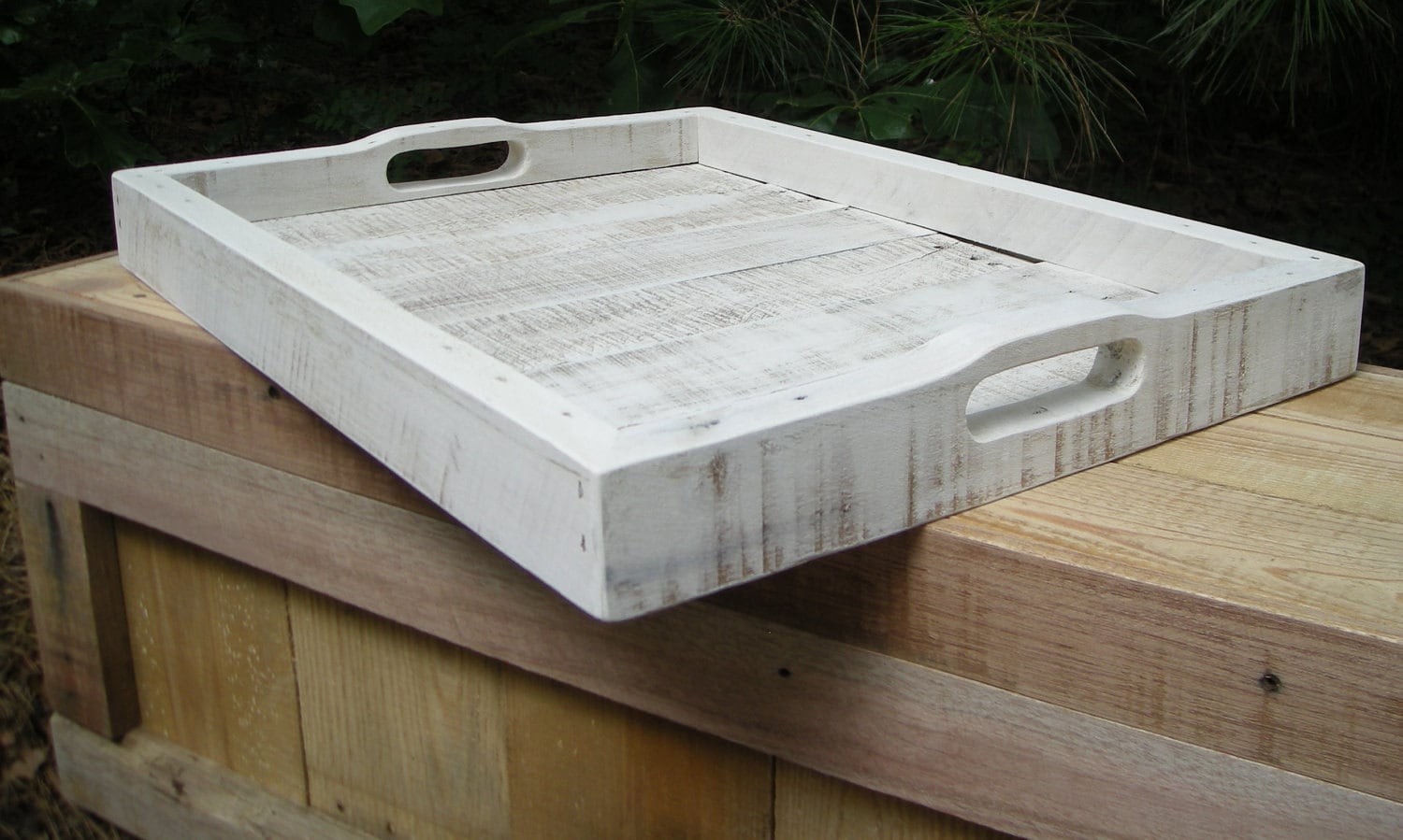 Large White Serving Tray from Reclaimed Wood by LooneyBinTradingCo