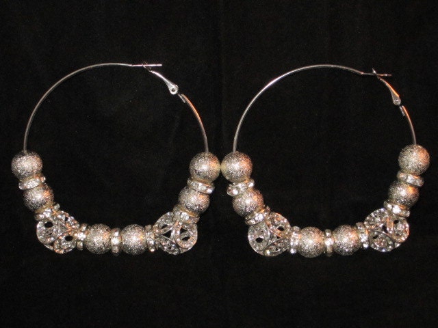 NEW Diva Jewels Basketball Wives Silver Ice Cube Bling Hoop Poparazzi Earrings