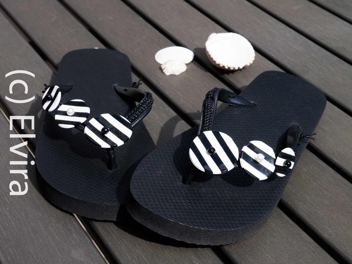 Flip Flops, boho chic, handmade fimo beads, embellished slippers, decorated flip flops