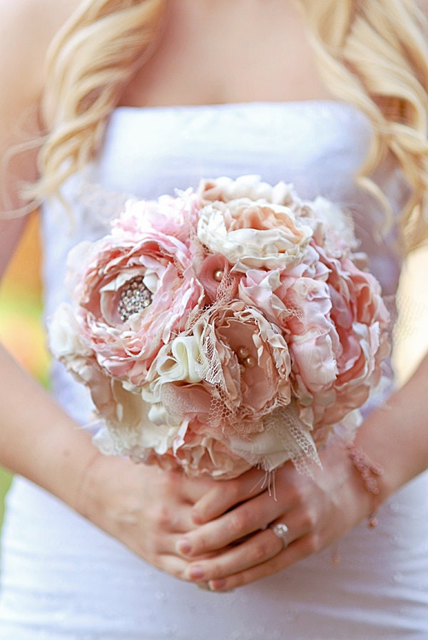 Custom Demi Fabric Bridal Wedding Bouquet