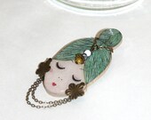 Broche CUTE CARA couleur menthe