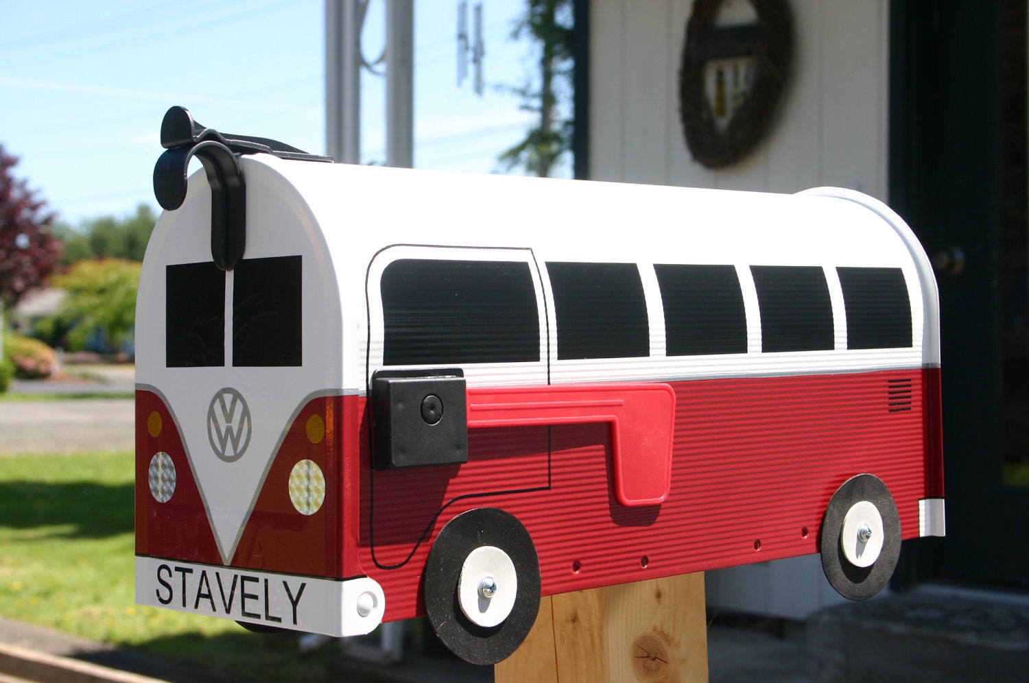 Red Volkswagen Bus Mailbox by TheBusBox Custom made VW - Choose your color - SplitBusBox