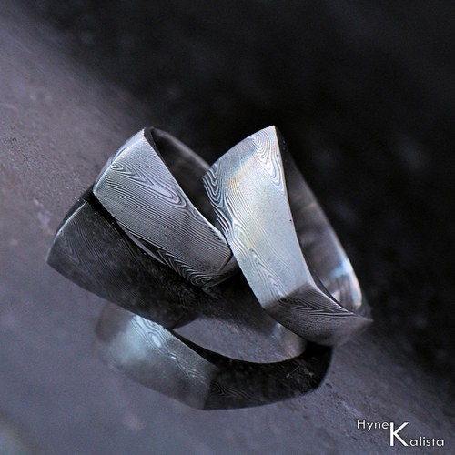 Wedding Ring, Mens ring, Gift for men - Hand forged stainless Damascus ...