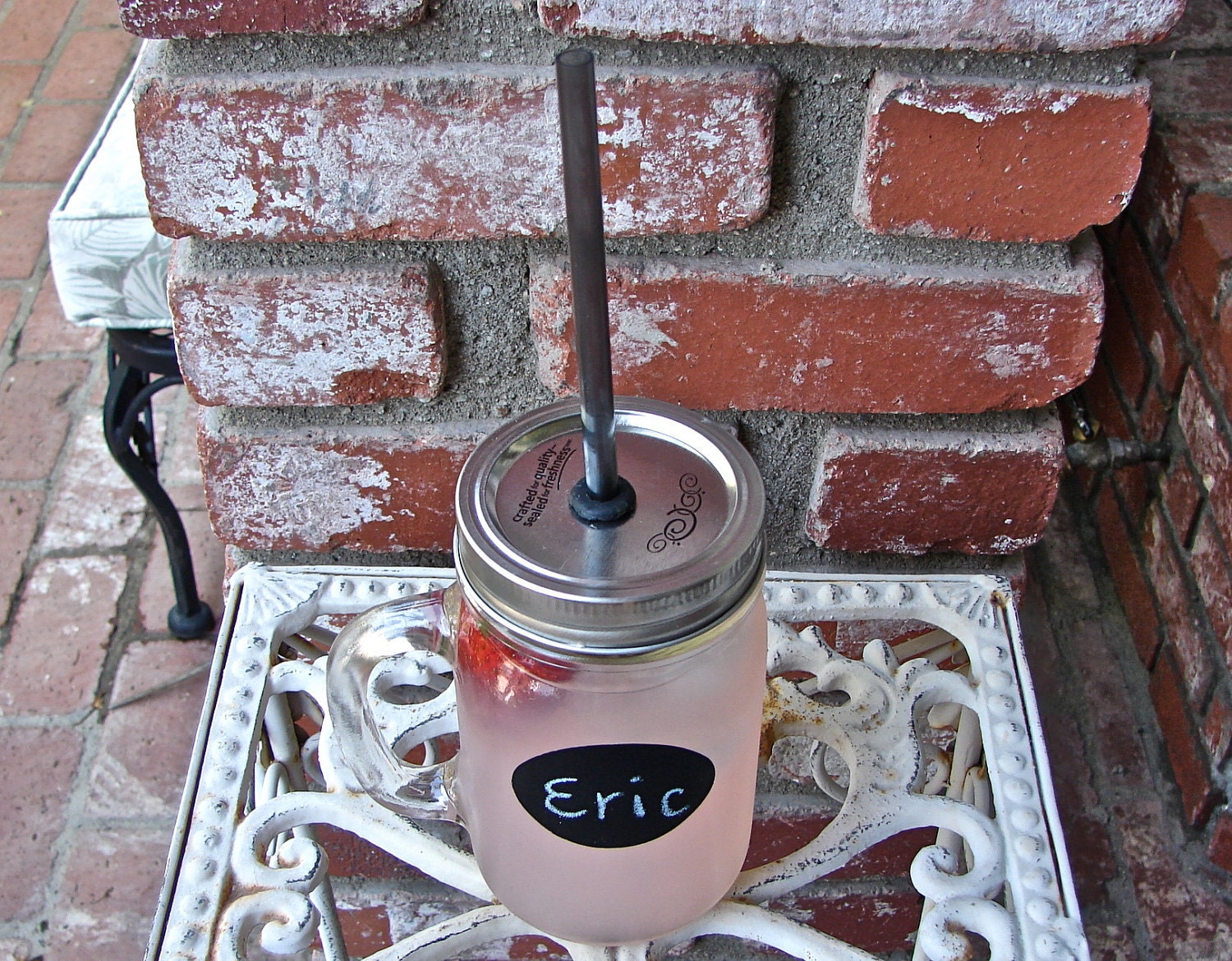 Spill Resistant Mason jar Mug With Handle And BPH Free Reusable Straw   ---MML-1  Nsp-1