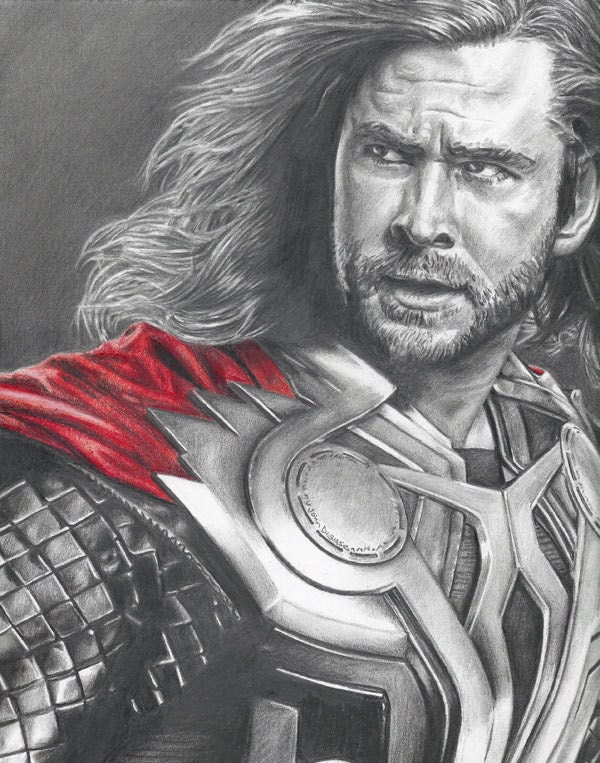 Drawing of Thor (Chris Hemsworth) from Avengers