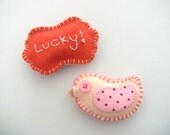 Felt Magnets set  - Cute kawaii Magnets - set of bird and good day magnet -  READY TO SHIP