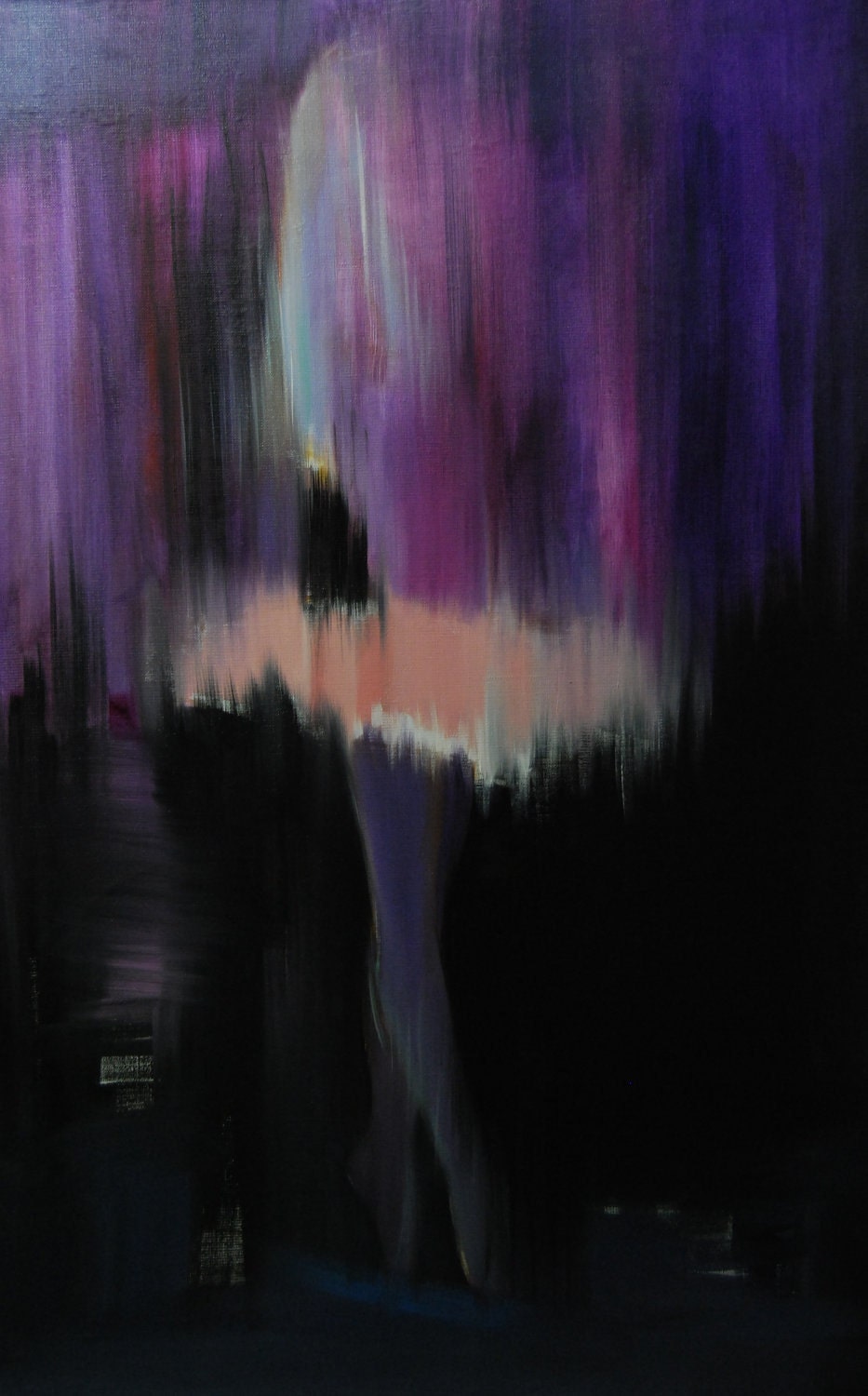 Abstract Ballet - Purple Violet Ballerina Dancer Painting by Yuri Pysar