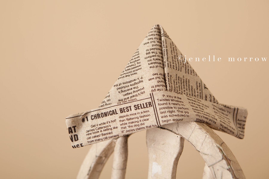 Sailor Fabric Newspaper Paper Boat Hat for Newborn Photography