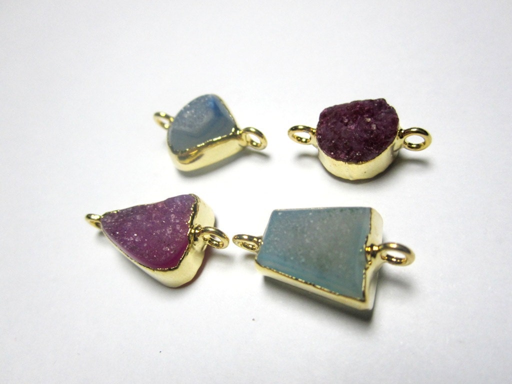 Mix Color Druzy Connector Natural Drusy Asymetrical Shape AA quality