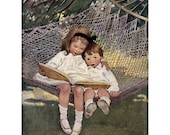 Reading in the Hammock Fabric Block - Repro Jessie Wilcox Smith