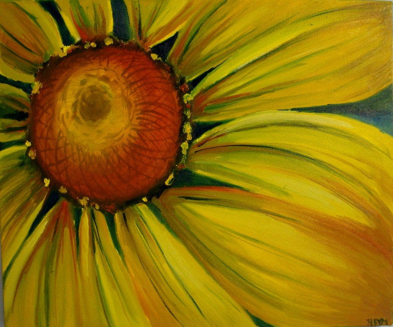 Sunburst Daisy - Original 20x24 Oil Painting of Yellow Flower - Sold by Artist