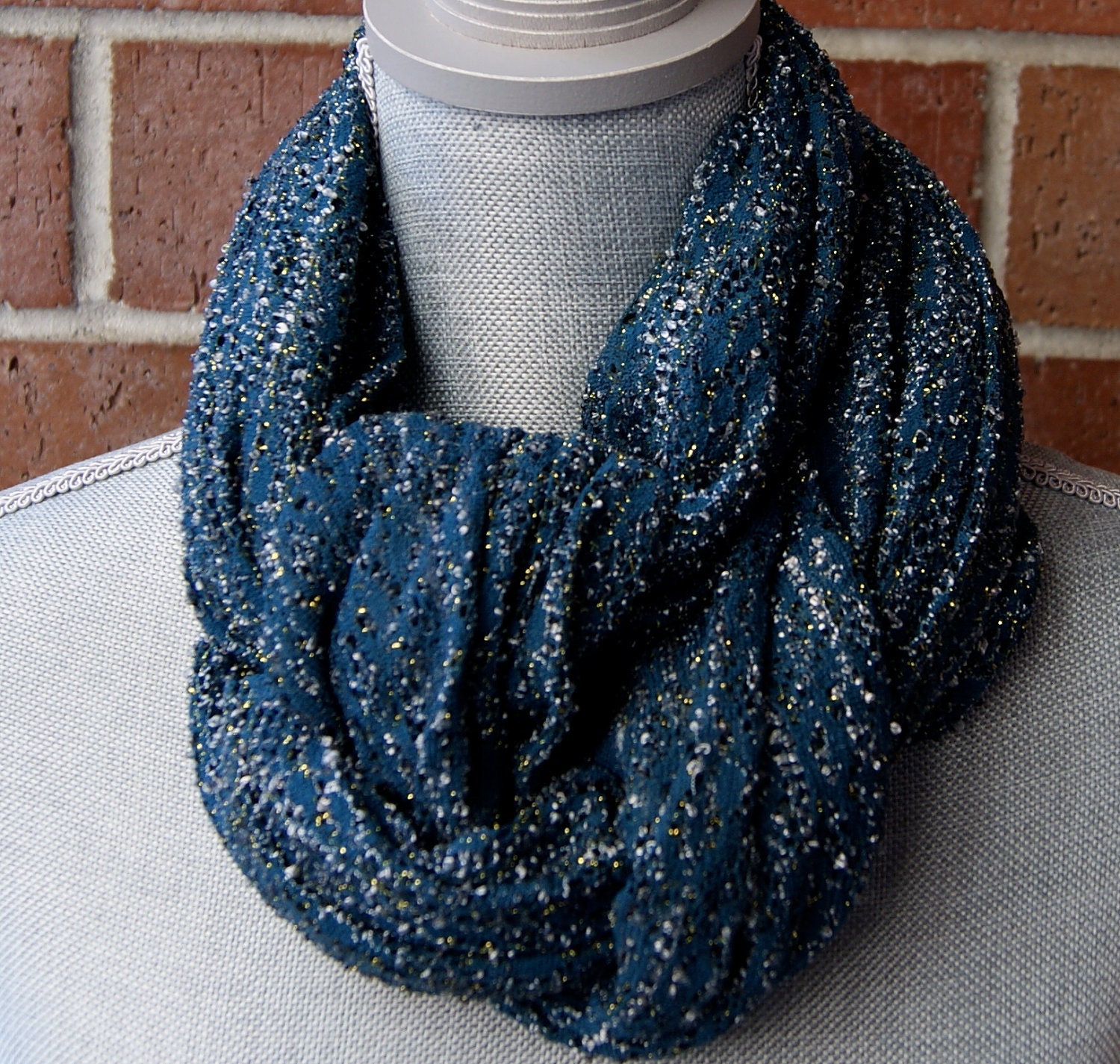 Blue Scarf with Gold Flakes - ScarfCollectibles