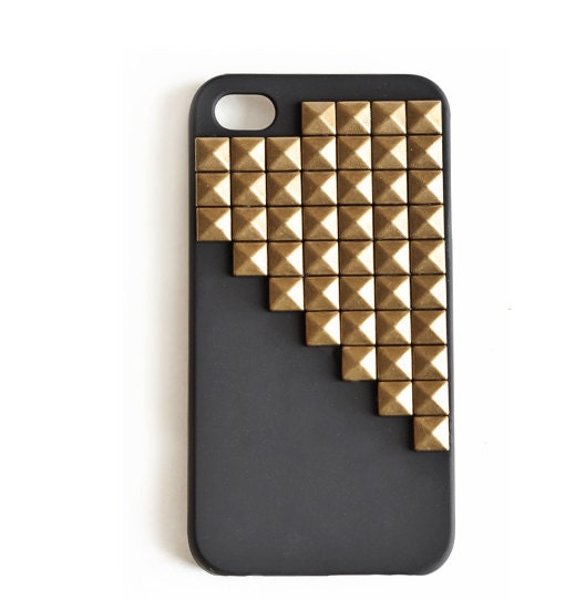Black iphone case with bronze pyramid,cellphone cover, Hard case, iPhone Cover, cover for Android,trendy, iPhone 4s, iPhone 4,