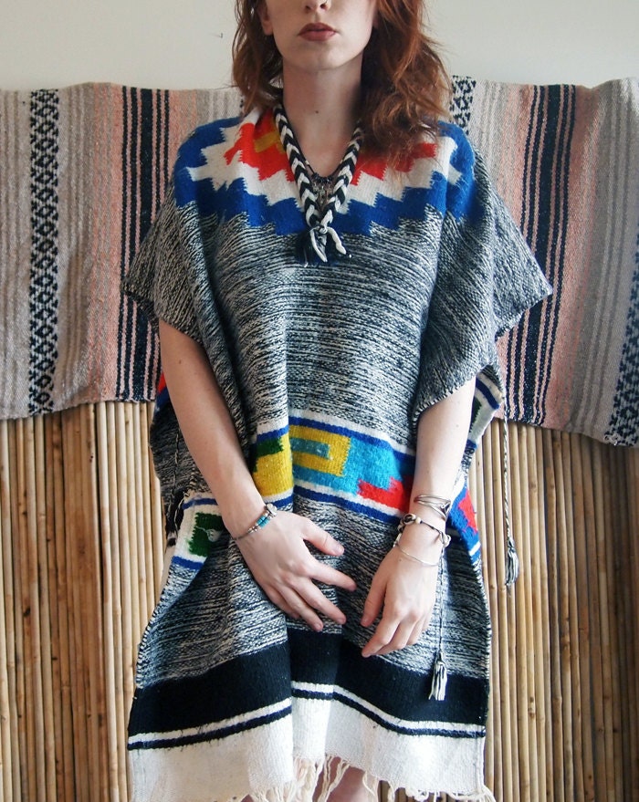 1960s southwestern poncho with fringe