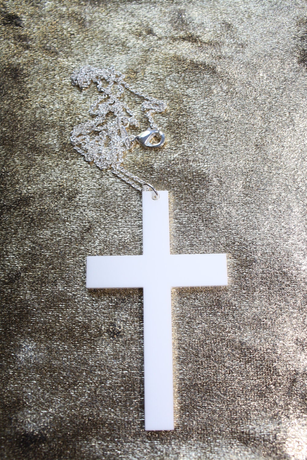 WHITE Solid Cross Necklace