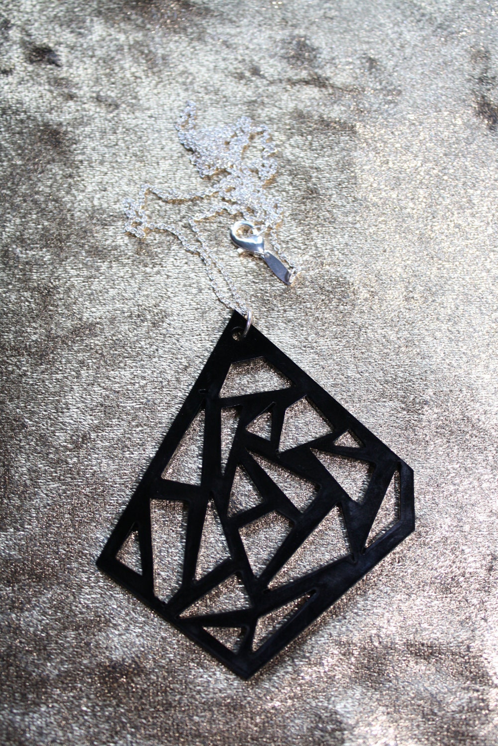 BLACK Rose Triangle Cluster Neclace