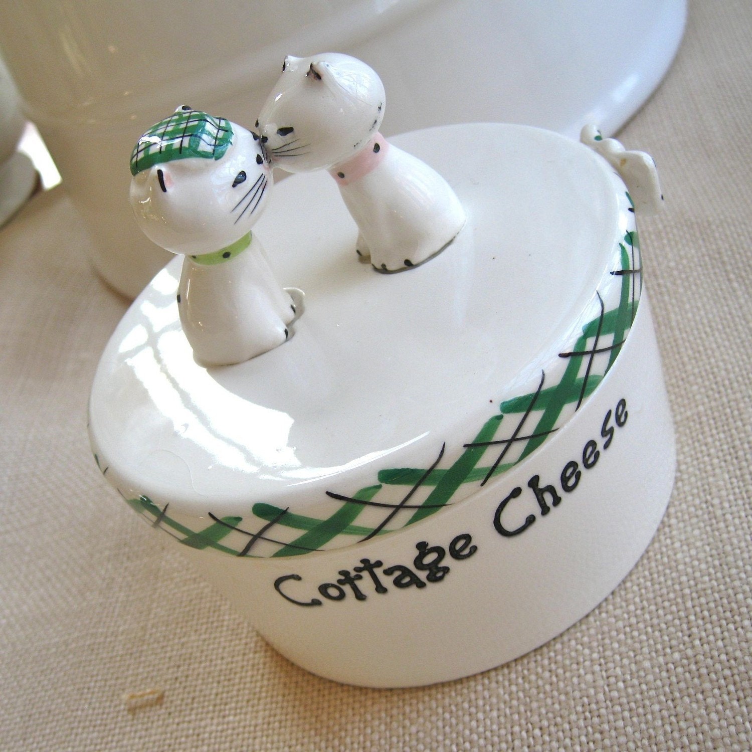Holt Howard Cozy Kitten Ceramic Covered Dish, Cottage Cheese Container Vintage 50's Japan