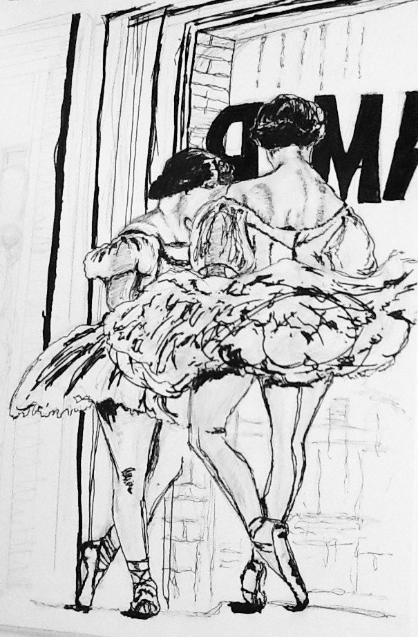 Ballerinas in Window Art Print(Based off a popular vintage photo)