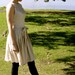 Gorgeous vintage style linen and lace day dress - approximate size 10