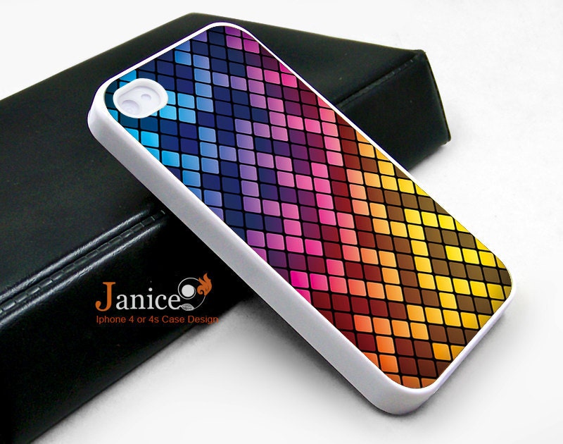 iphone case iphone 4s case iphone 4 case iphone 4 cover colorized check unique Iphone case