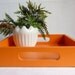 Tangerine Orange Wood Square Serving Tray home decor 12 x 12 for coffee table, organization, entertaining