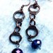 Wild West Bronze Handcuff Blue Crystal Earrings Fancy Punk Rock