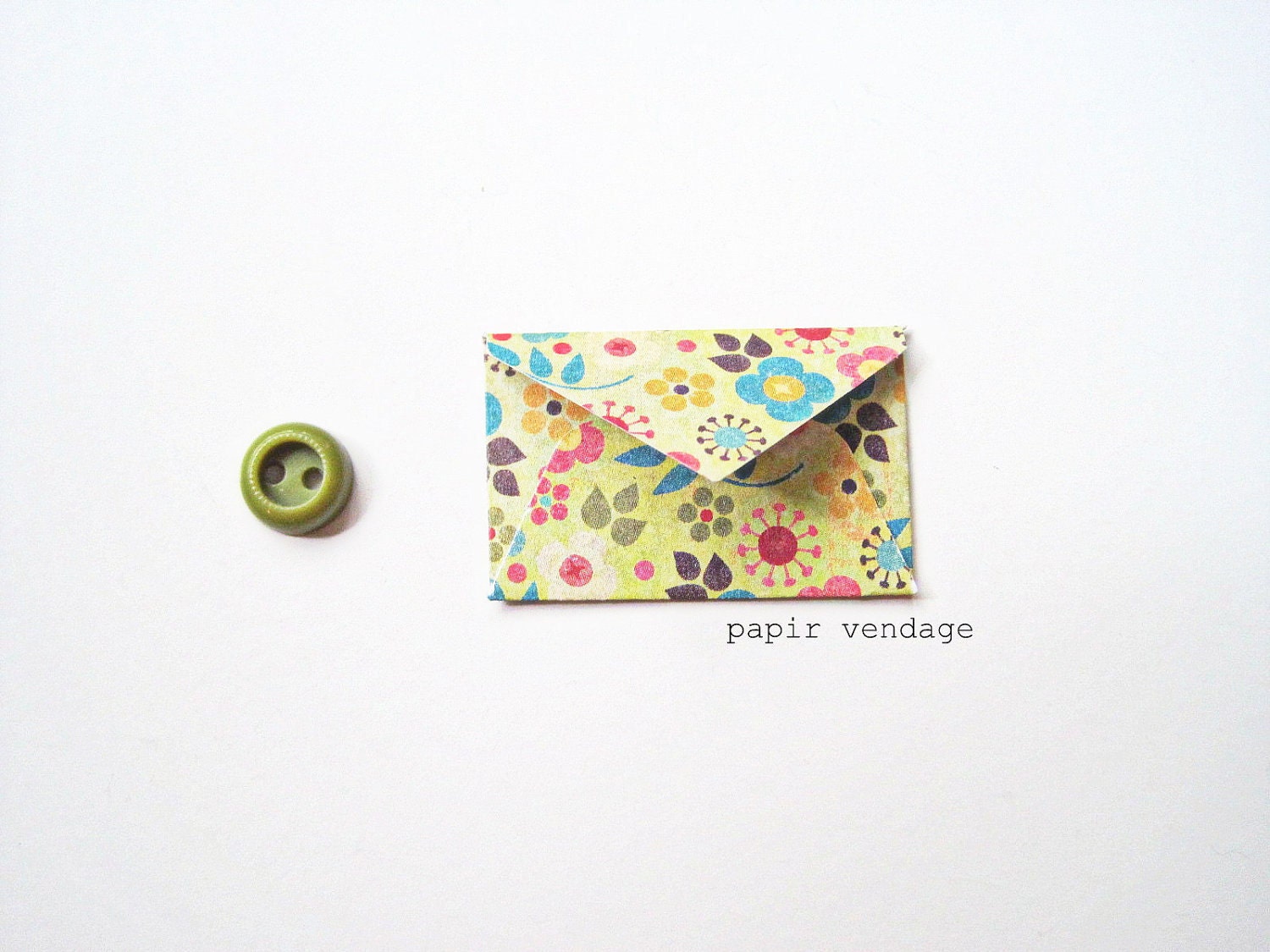 10 Mini Envelopes in Flower Power -- Journaling Envelopes , Special Notes, Party Favors, Wedding Wishes , Scrapbook Delights