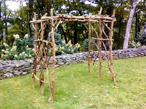 Rustic Handmade Mountain Laurel and Rhododendron Wedding Arch Log Cabin Furniture by J. Wade