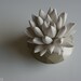 White Modern Succulent Sculpture in Faceted Geometric Champagne Container, Tabletop Centerpiece, Desktop Home Decor