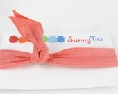 Elastic Hair Tie in Coral - Knotted No Crease Pony Tail Holder - Bracelet Trendy Accessory