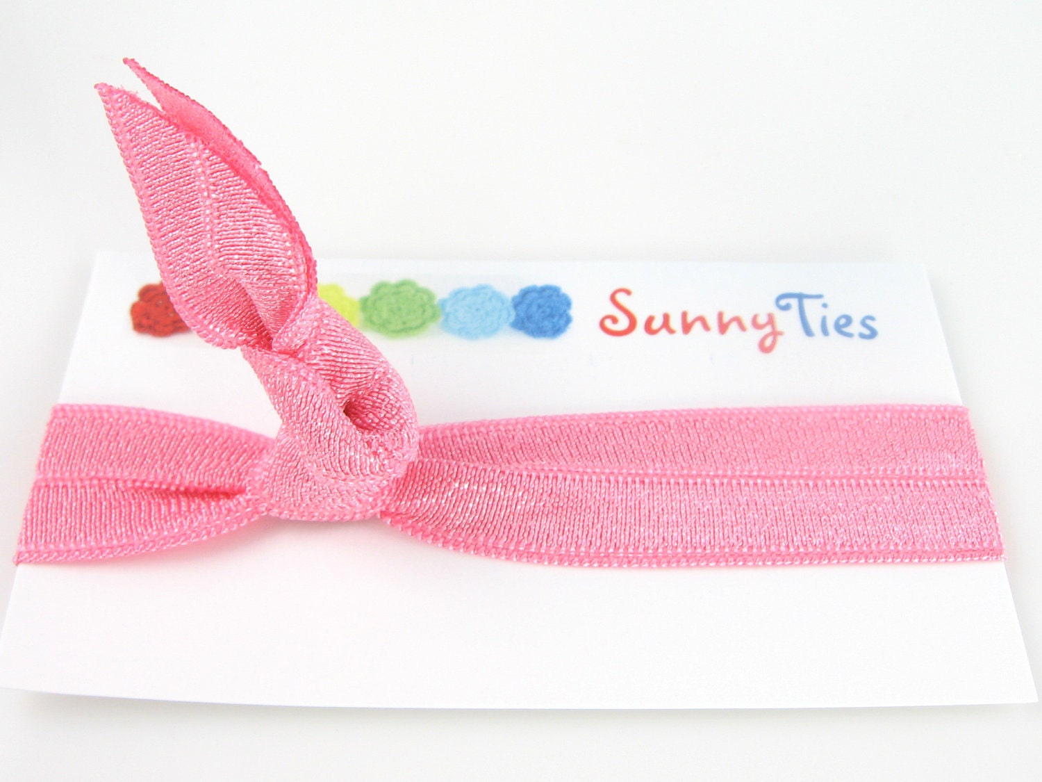 Elastic Hair Tie in Hot Pink - Knotted No Crease Pony Tail Holder - Bracelet Trendy Accessory