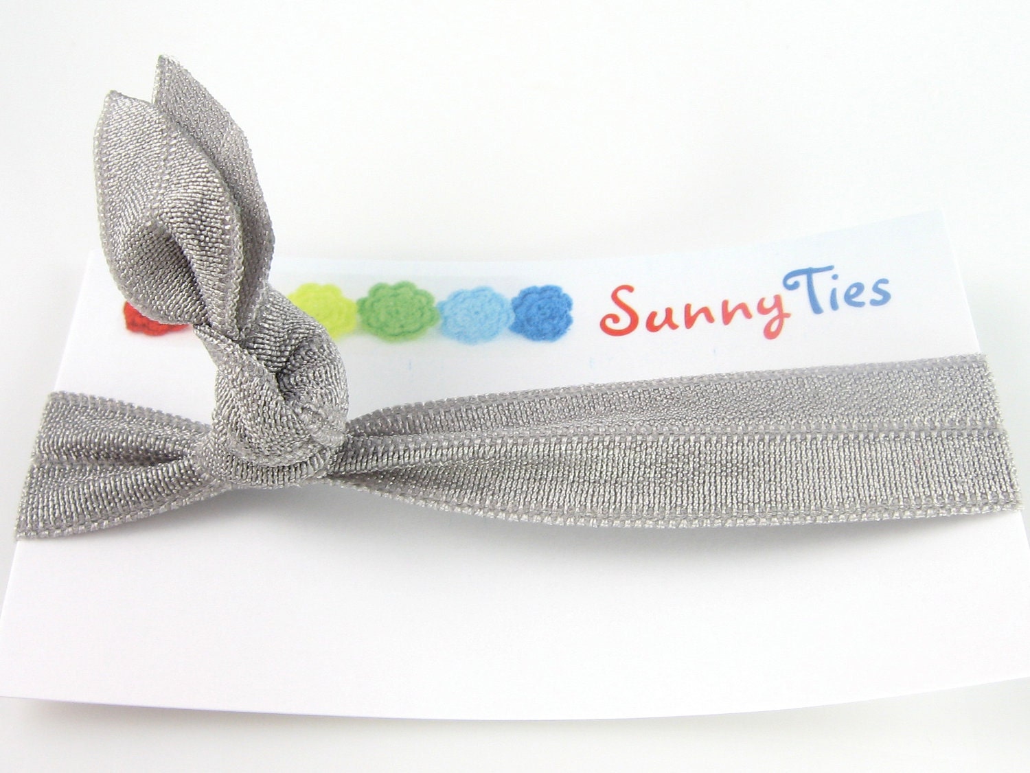 Elastic Hair Tie in Gray Grey - Knotted No Crease Pony Tail Holder - Bracelet Trendy Accessory